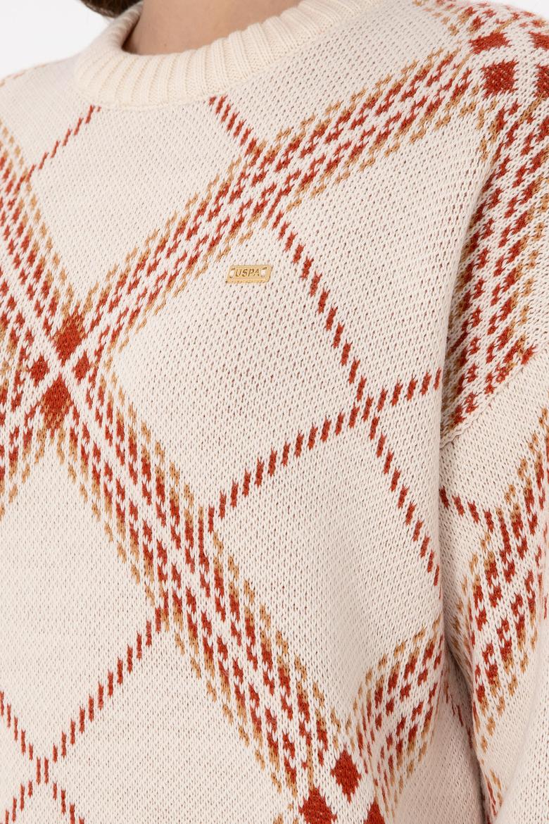 Kadın Krem Melanj Bisiklet Yaka Kazak - 50291588022