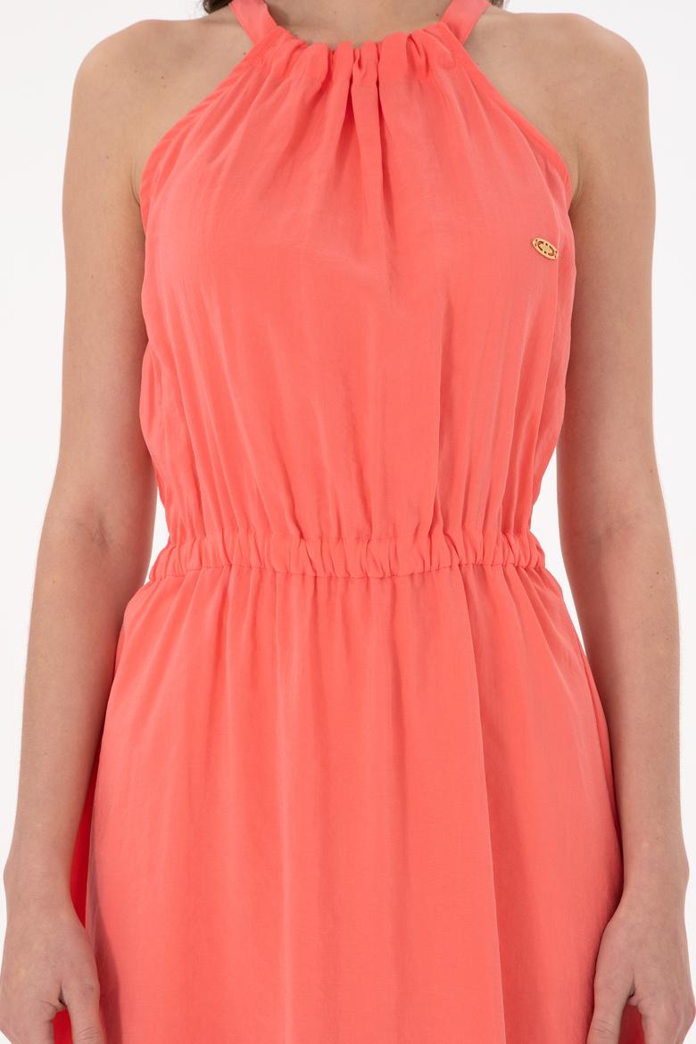 Kadın Nar Çiçeği Midi Boy Dokuma Elbise - 50280573015