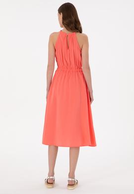 Kadın Nar Çiçeği Midi Boy Dokuma Elbise - 50280573015