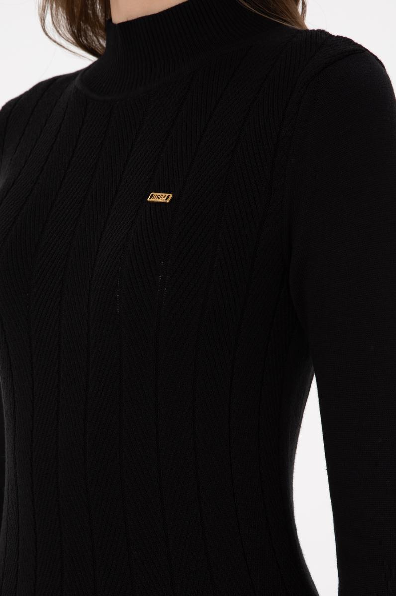 Kadın Siyah Balıkçı Yaka Kazak