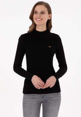 Kadın Siyah Balıkçı Yaka Kazak - 50292977020