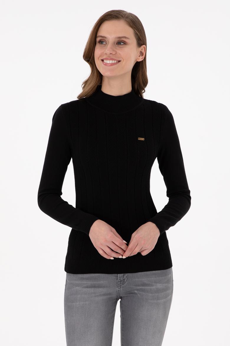 Kadın Siyah Balıkçı Yaka Kazak