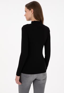 Kadın Siyah Balıkçı Yaka Kazak - 50292977020