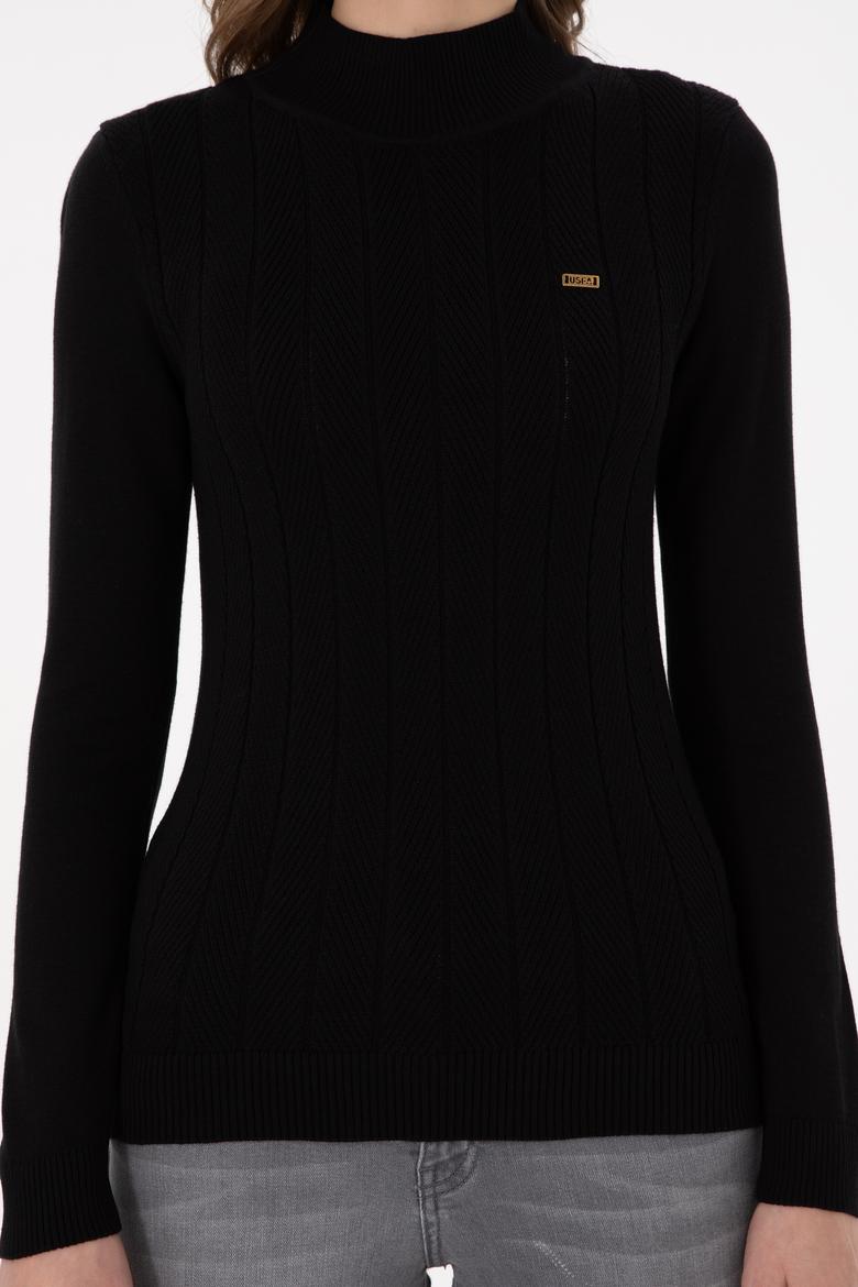 Kadın Siyah Balıkçı Yaka Kazak - 50292977020