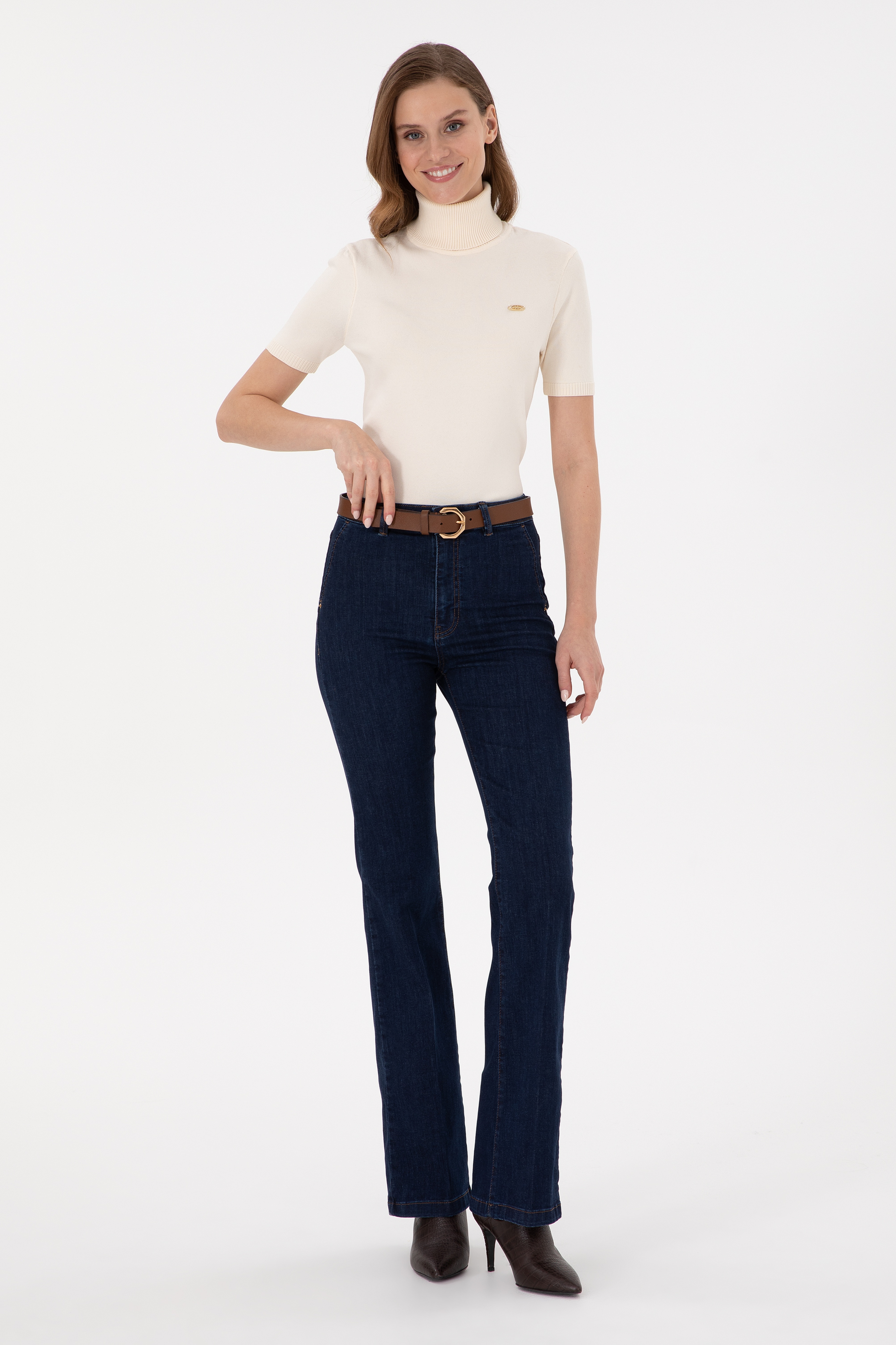 Kadın Koyu Mavi Jean Pantolon - Image 3