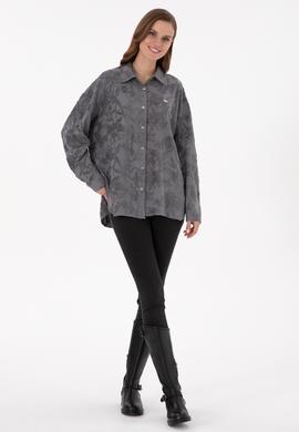 Kadın Gri Örme Gömlek - 50298166005