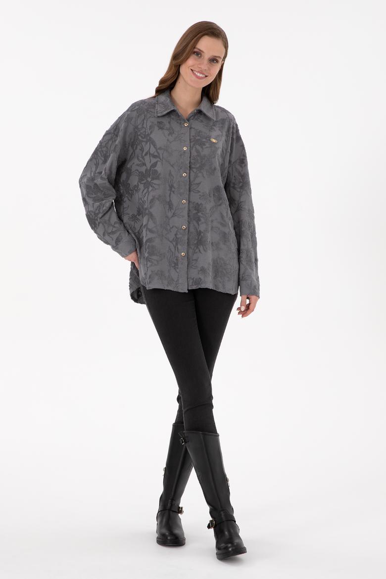 Kadın Gri Örme Gömlek - 50298166005