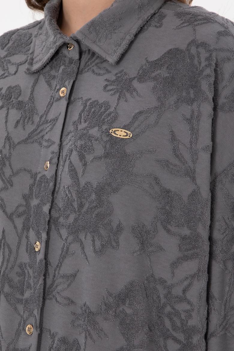Kadın Gri Örme Gömlek - 50298166005