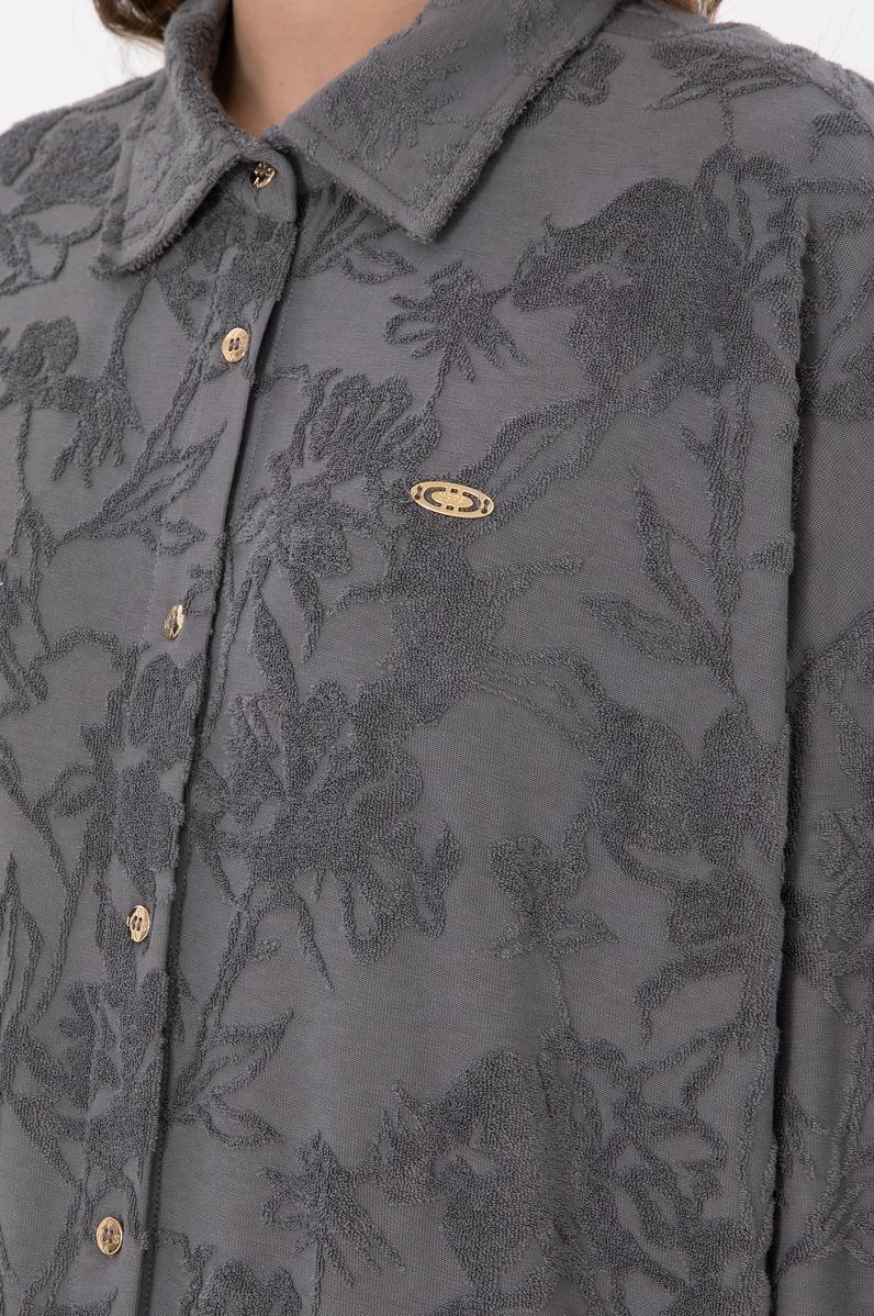 Kadın Gri Örme Gömlek