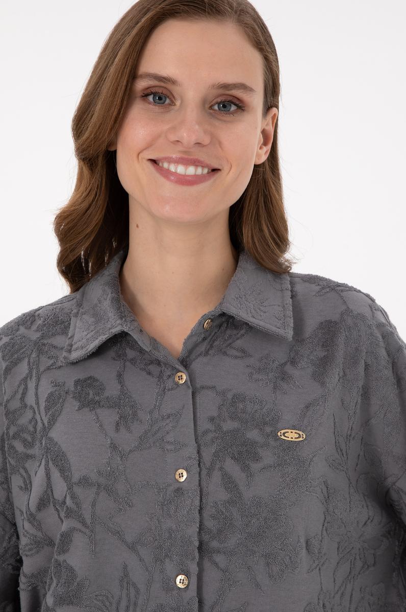 Kadın Gri Örme Gömlek