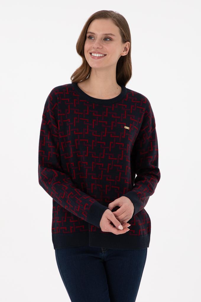 Kadın Vişne Bisiklet Yaka Kazak