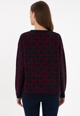 Kadın Vişne Bisiklet Yaka Kazak - 50293171013