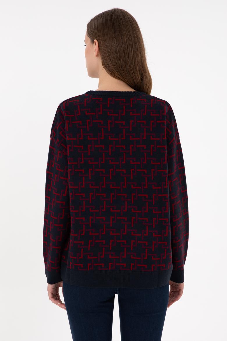 Kadın Vişne Bisiklet Yaka Kazak - 50293171013