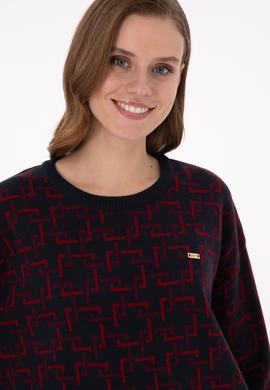 Kadın Vişne Bisiklet Yaka Kazak - 50293171013