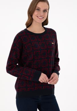 Kadın Vişne Bisiklet Yaka Kazak - 50293171013