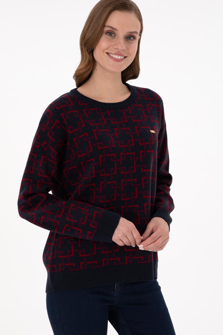 Kadın Vişne Bisiklet Yaka Kazak - 50293171013