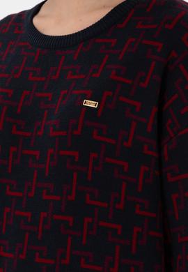 Kadın Vişne Bisiklet Yaka Kazak - 50293171013