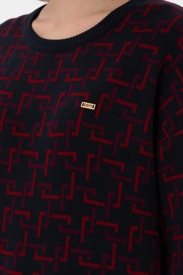 Kadın Vişne Bisiklet Yaka Kazak - 50293171013