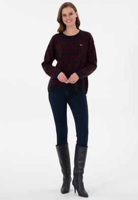 Kadın Vişne Bisiklet Yaka Kazak - 50293171013