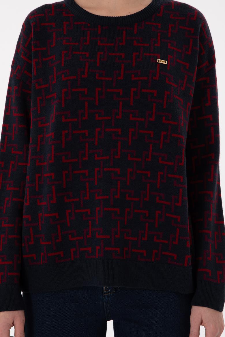 Kadın Vişne Bisiklet Yaka Kazak - 50293171013