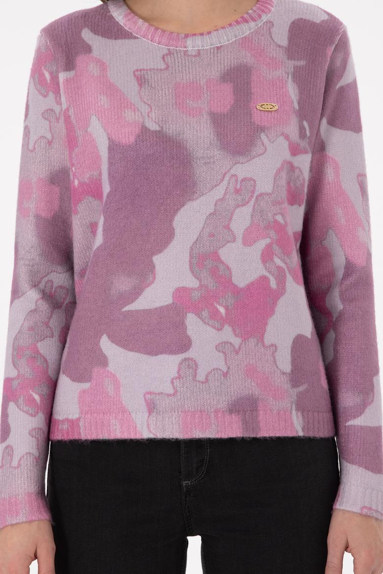 Kadın Kum Melanj Bisiklet Yaka Basic Kazak - 50293091010