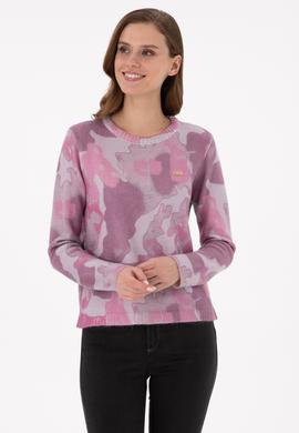 Kadın Kum Melanj Bisiklet Yaka Basic Kazak - 50293091010