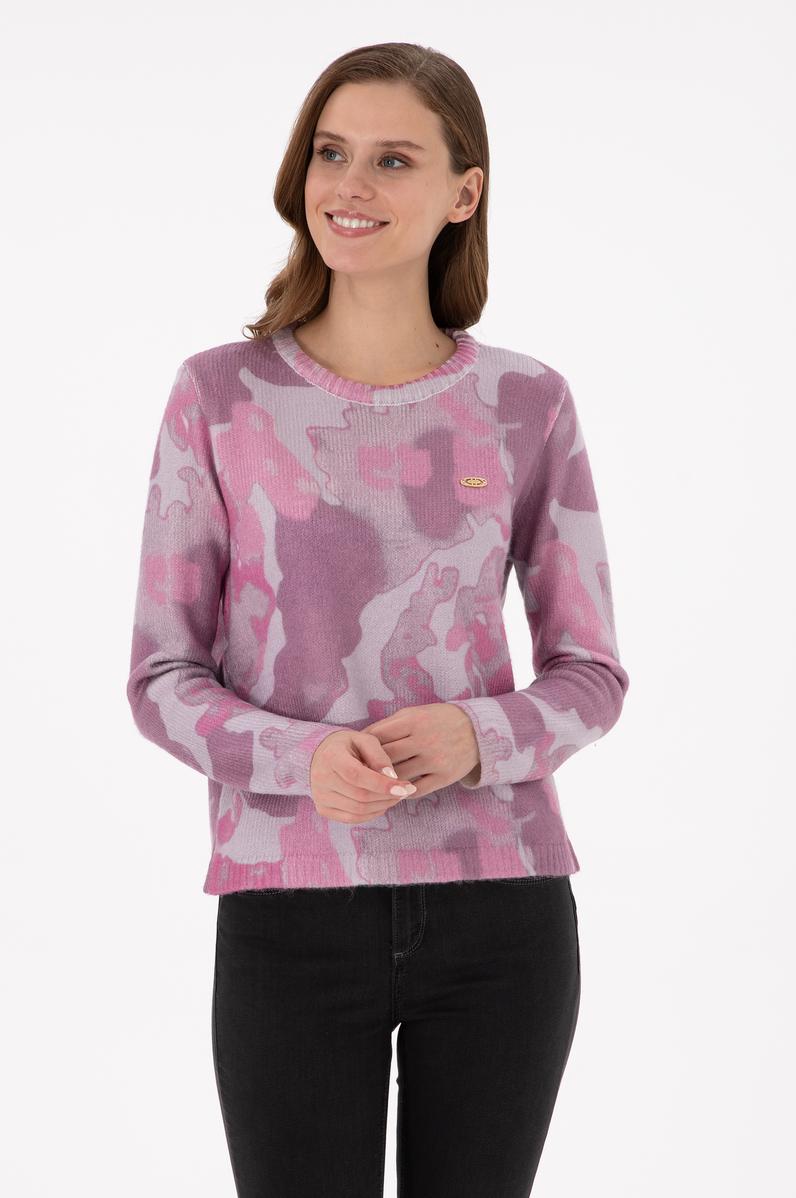 Kadın Kum Melanj Bisiklet Yaka Basic Kazak