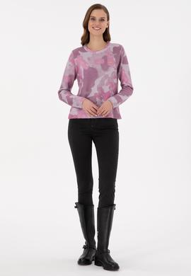 Kadın Kum Melanj Bisiklet Yaka Basic Kazak - 50293091010