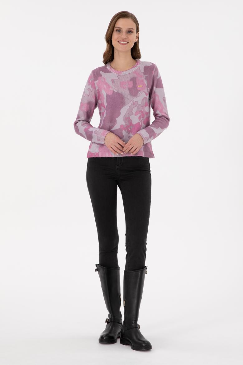 Kadın Kum Melanj Bisiklet Yaka Basic Kazak - 50293091010