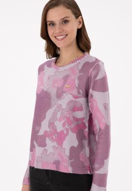 Kadın Kum Melanj Bisiklet Yaka Basic Kazak - 50293091010