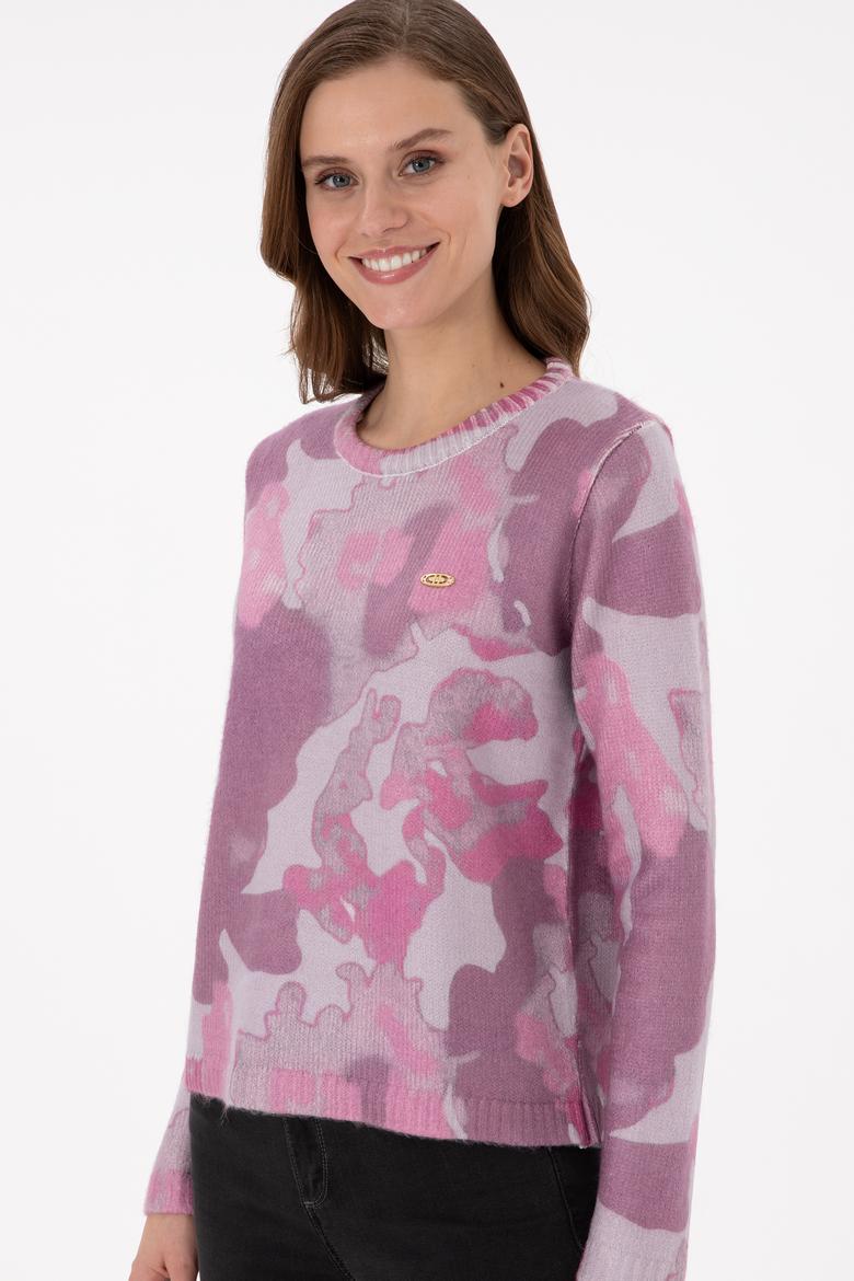 Kadın Kum Melanj Bisiklet Yaka Basic Kazak - 50293091010