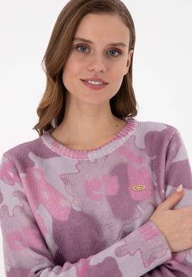 Kadın Kum Melanj Bisiklet Yaka Basic Kazak - 50293091010