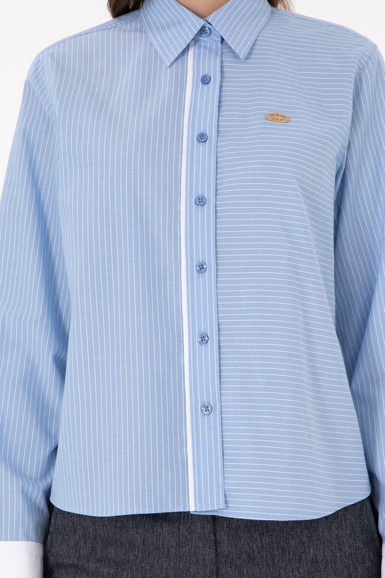 Kadın Açık Mavi Uzun Kollu Gömlek - 50289993029