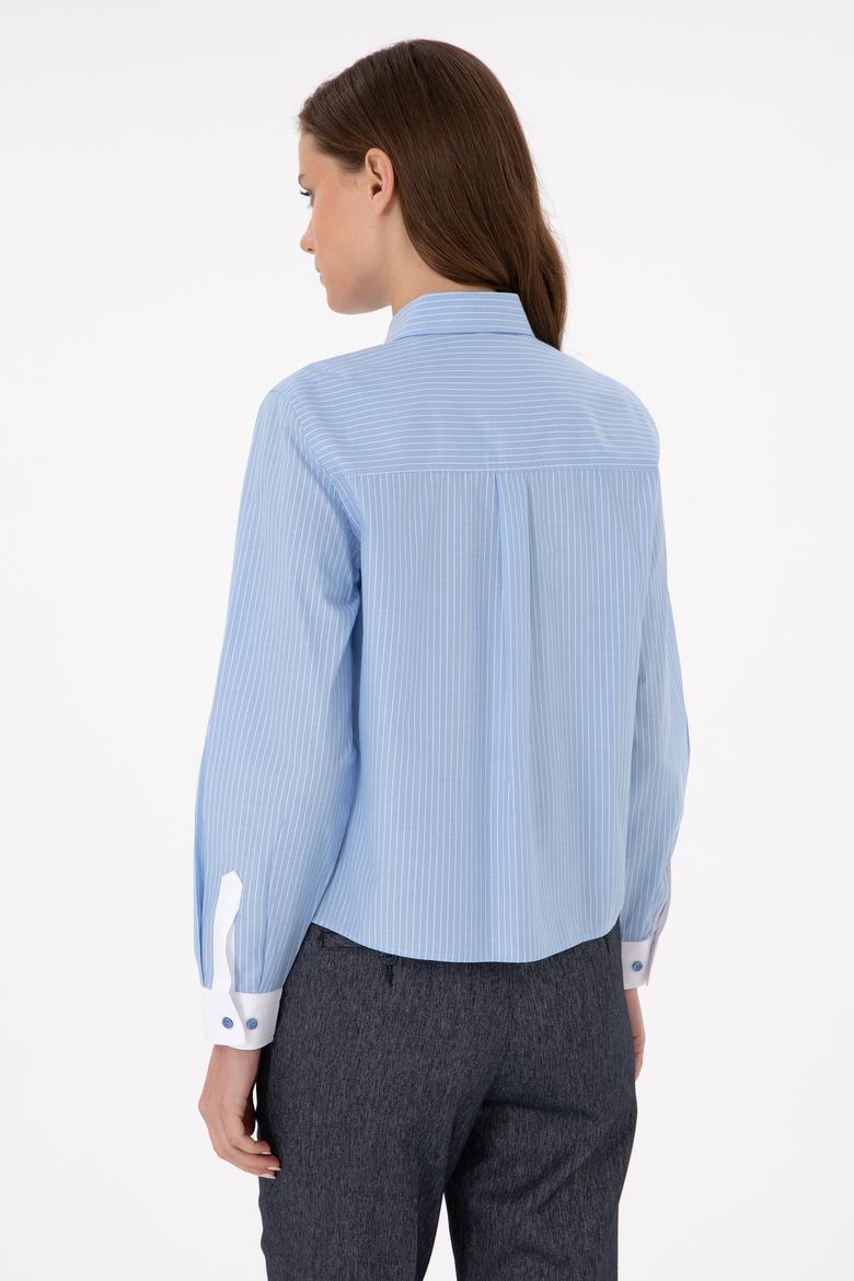 Kadın Açık Mavi Uzun Kollu Gömlek - 50289993029