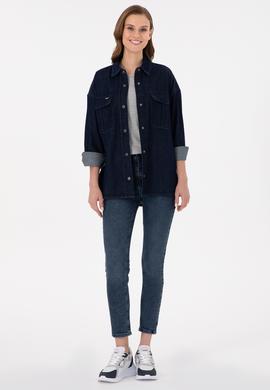 Kadın Mavi Jean Gömlek - 50291123004