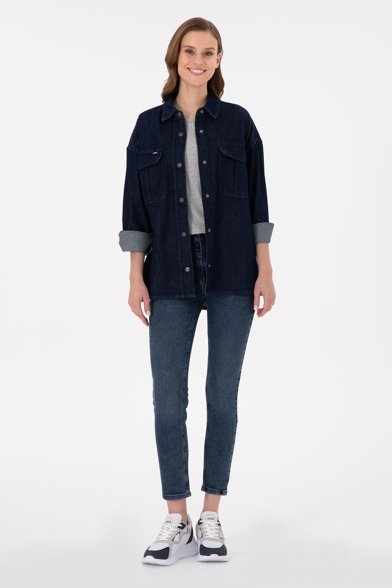 Kadın Mavi Jean Gömlek - 50291123004
