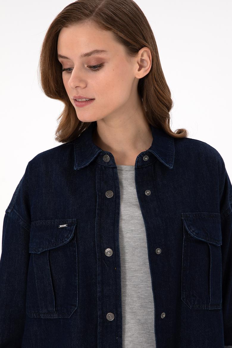 Kadın Mavi Jean Gömlek - 50291123004
