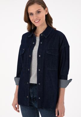 Kadın Mavi Jean Gömlek - 50291123004
