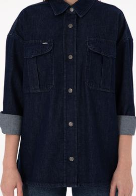 Kadın Mavi Jean Gömlek - 50291123004