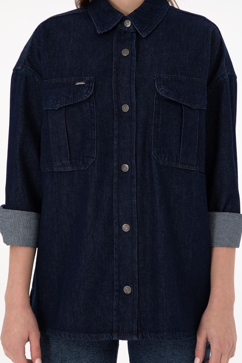 Kadın Mavi Jean Gömlek - 50291123004