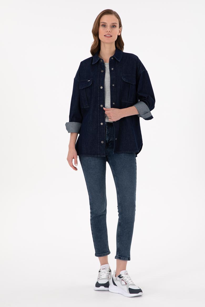 Kadın Koyu Mavi Jean Pantolon