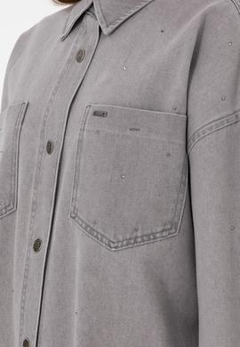 Kadın Gri Jean Tunik Gömlek - 50291131015