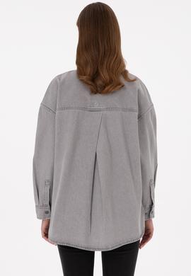 Kadın Gri Jean Tunik Gömlek - 50291131015