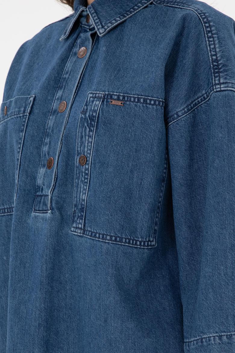 Kadın Mavi Jean Elbise - 50291135003