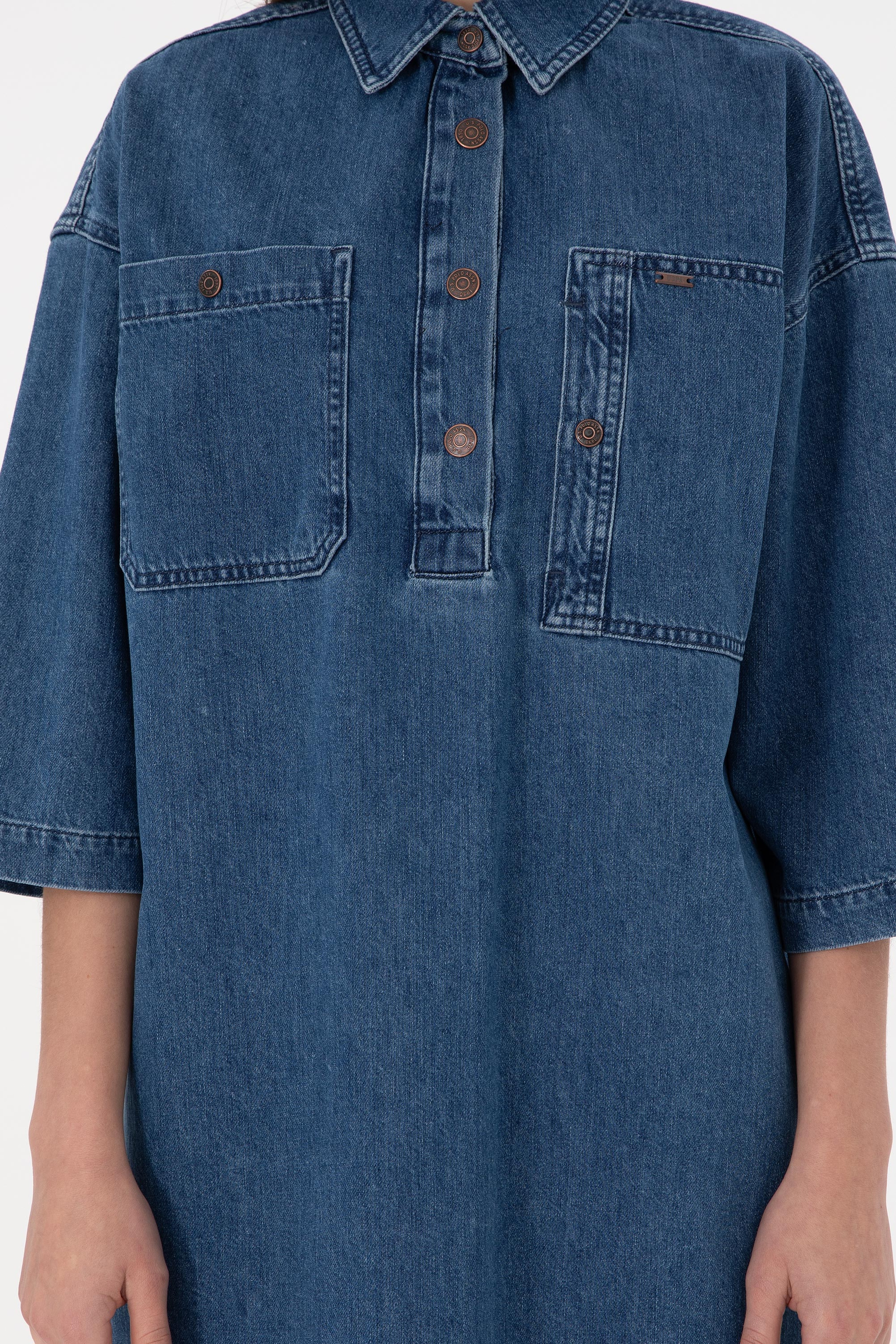 Kadın Mavi Jean Elbise - Image 5
