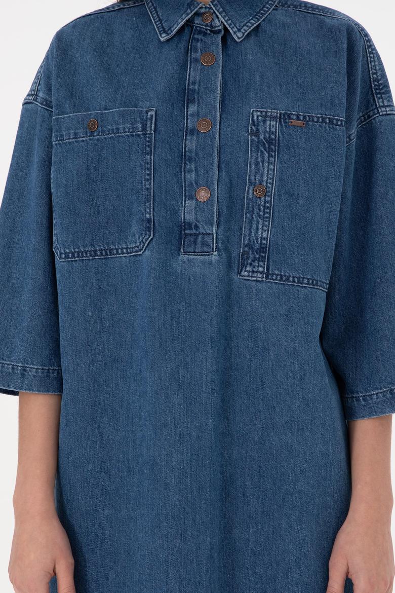 Kadın Mavi Jean Elbise - 50291135003