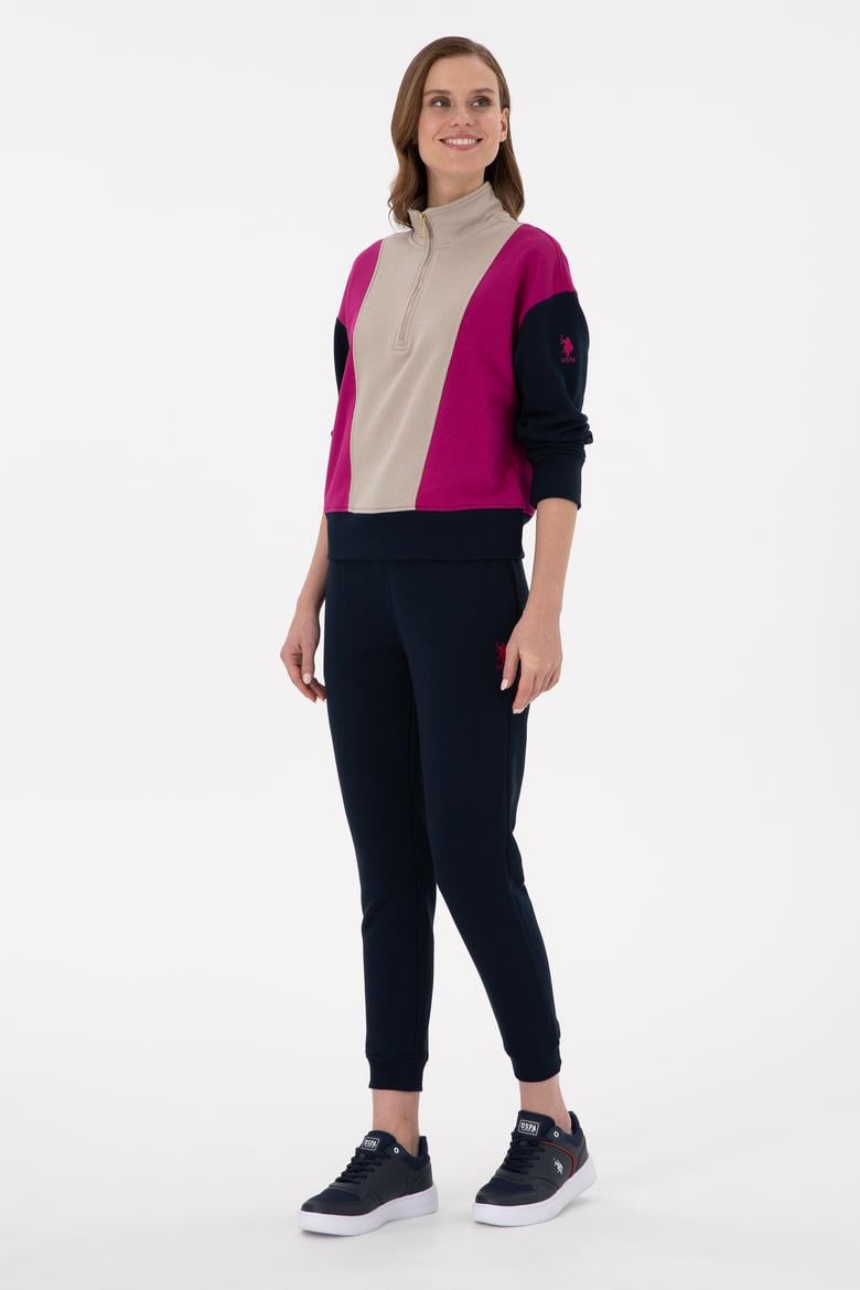 Kadın Fuşya Dik Yaka Fermuarlı Sweatshirt - 50291260005