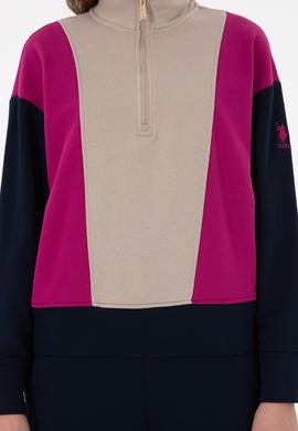 Kadın Fuşya Dik Yaka Fermuarlı Sweatshirt - 50291260005