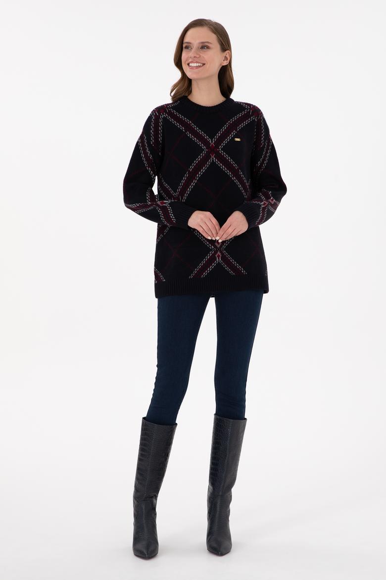 Kadın Lacivert Bisiklet Yaka Kazak - 50291588006