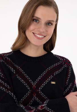 Kadın Lacivert Bisiklet Yaka Kazak - 50291588006